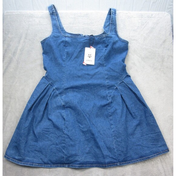 Cider Dresses & Skirts - Cider Mini Dress Womens Size. 2XL Blue Denim Sleeveless w/ Back Zipper